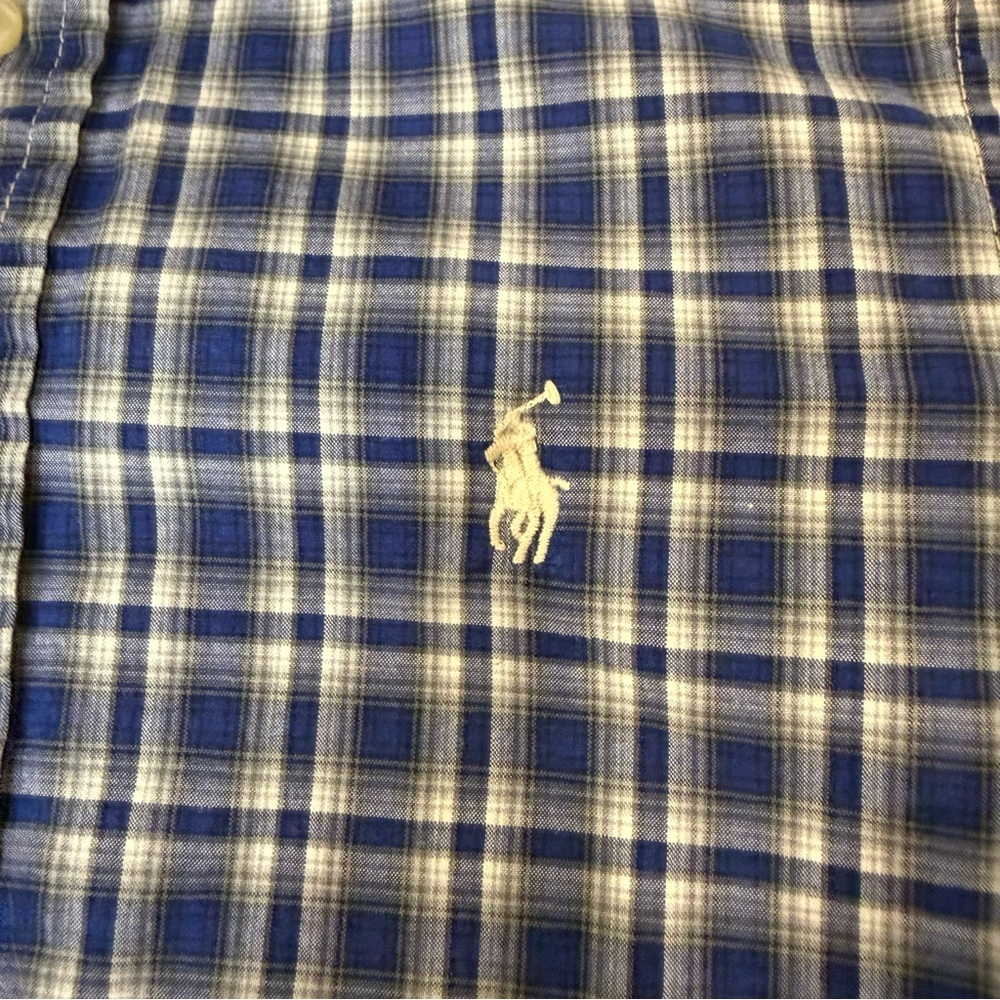 Ralph Lauren Button Down Shirt Long Sleeves Blue Plaid Boy’s Size 4 - Picture 3 of 9